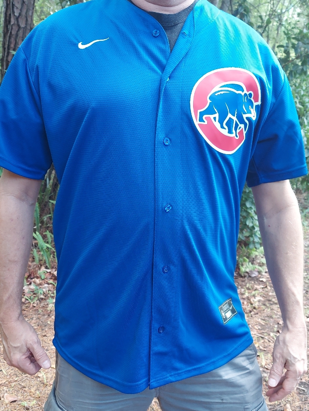 Nike Men’s Chicago Cubs Blue Baseball Jersey with Red Logo - #5 Morel - XXL